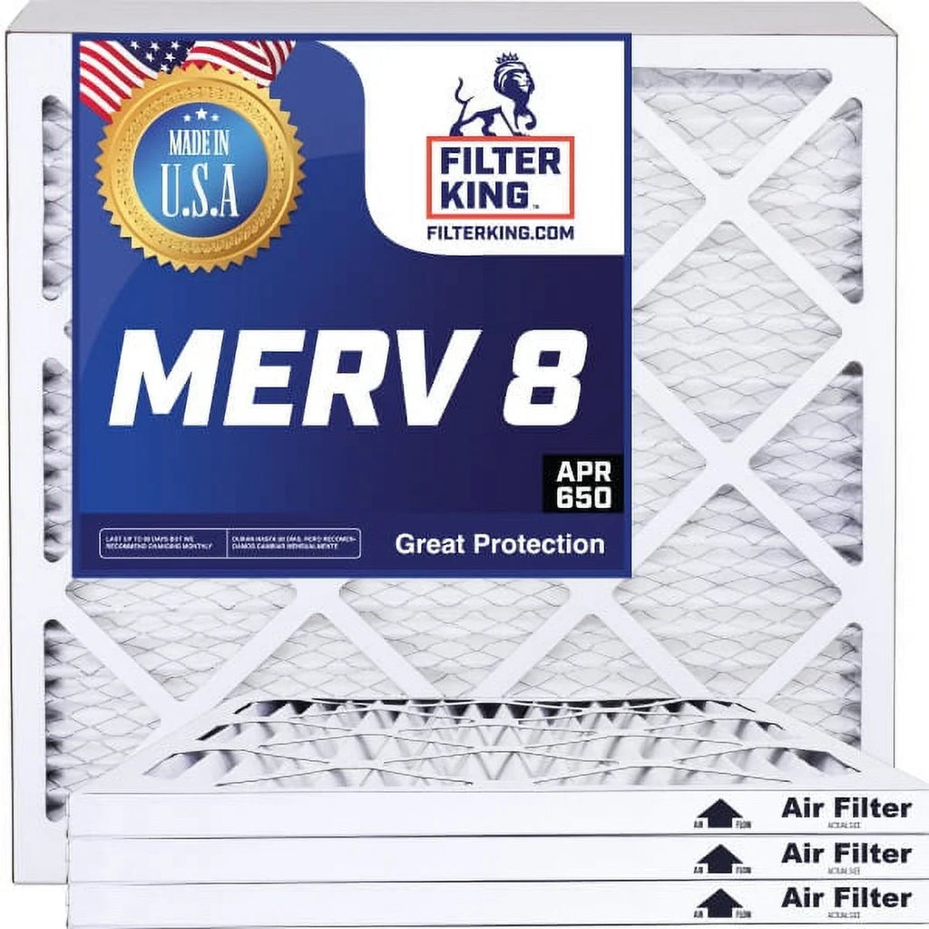 Filter King 24x6.5x1 Air Filter | 4-PACK | MERV 8 HVAC Pleated A/C Furnace Filters | MADE IN USA | Actual Size: 24 x 6.5 x .75"