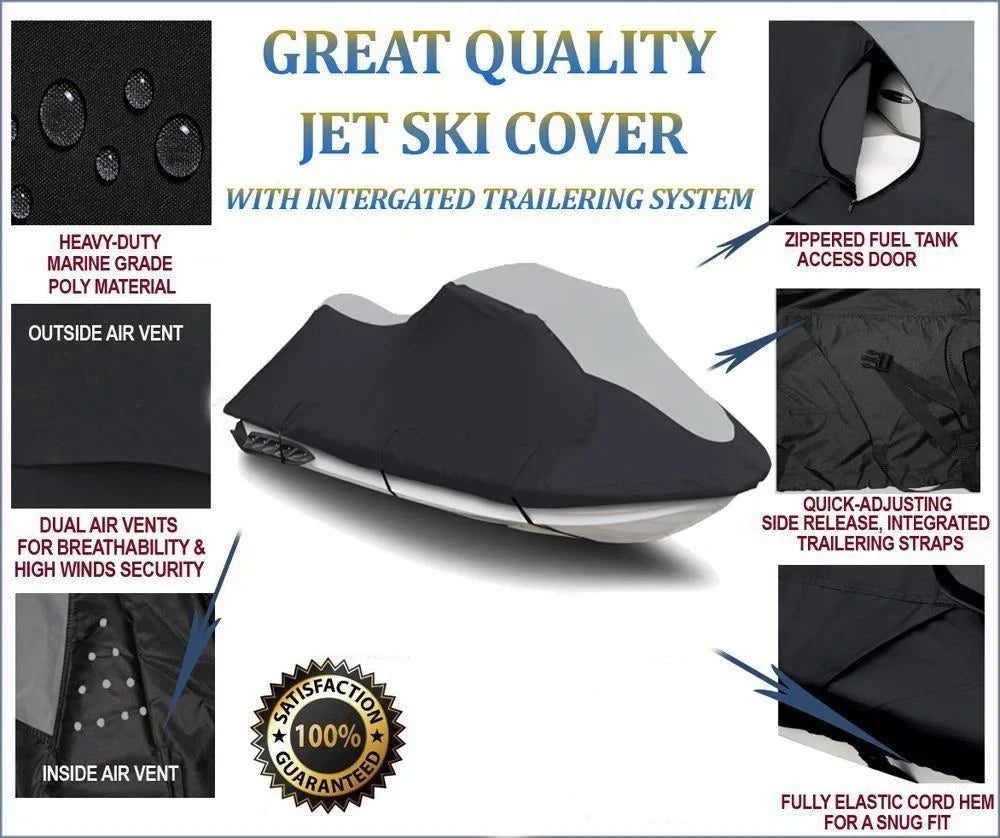 SUPER HEAVY-DUTY PWC 600D JET SKI protector matching for Sea Doo Sea-Doo RXT-X 2007-2009 Jetski Jet Ski PWC trailerable shield Black/Grey