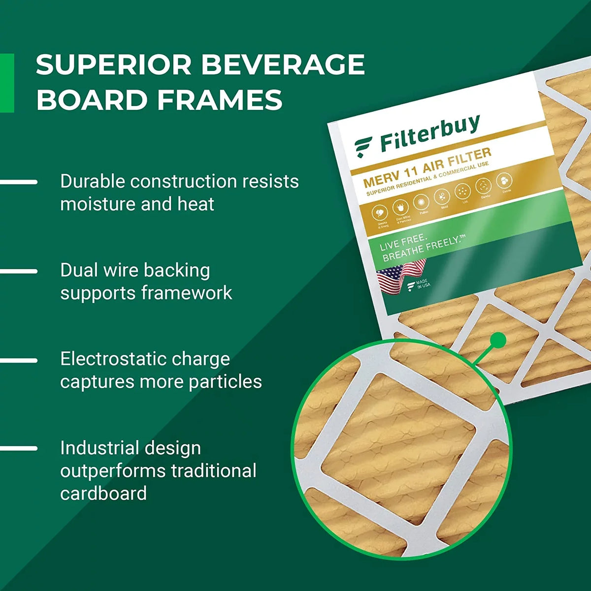 Filterbuy 18x24x2 MERV 11 Pleated HVAC AC Furnace Air Filters (5-Pack)
