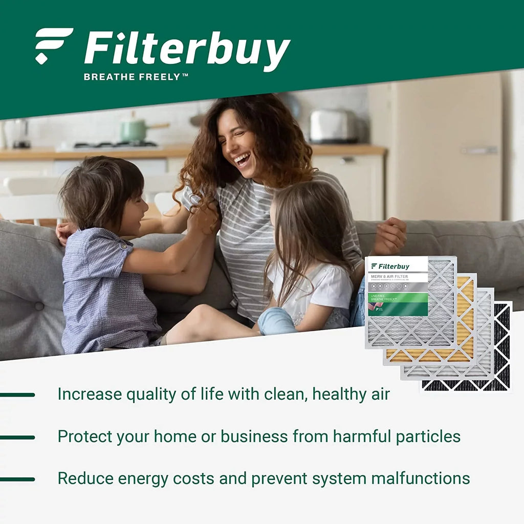 Filterbuy 25x25x1 MERV 8 Odor Eliminator Pleated HVAC AC Furnace Air Filters with Activated Carbon (3-Pack)