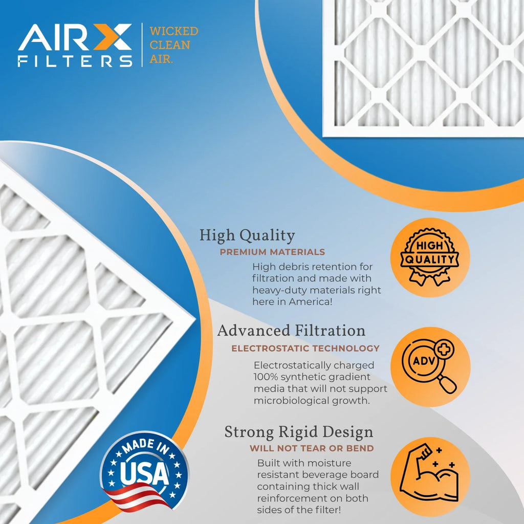 24x24x2 Air Filter MERV 13 Rating, 12 Pack of Furnace Filters Comparable to MPR 1500 - 2200 & FPR 9 - Made in USA by AIRX FILTERS WICKED CLEAN AIR.
