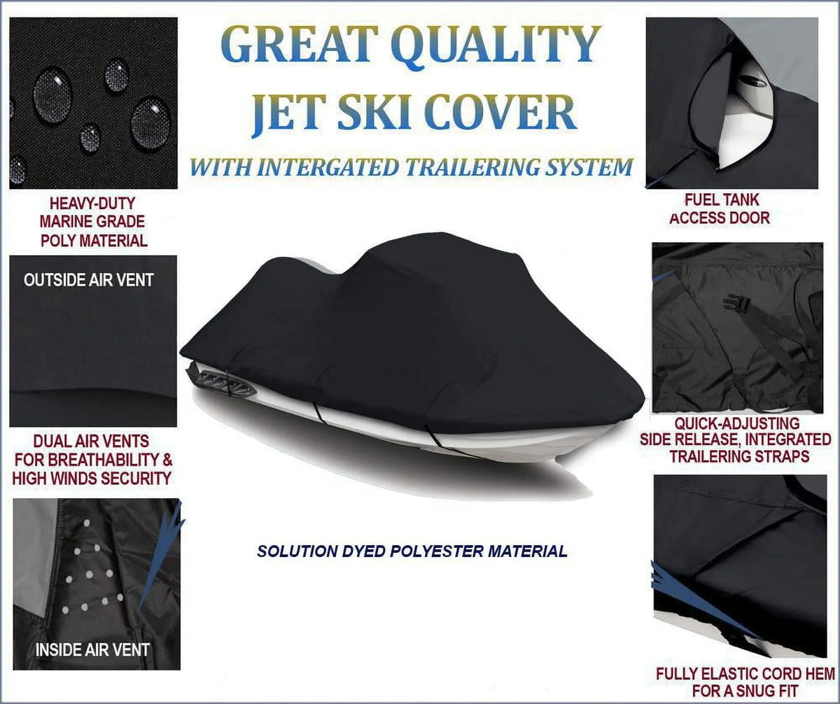 BLACK 600 DENIER JetSki protector suitable for Sea Doo Sea-Doo Bombardier GTX 4 TEC SC 2003 2004 2005 Jetski Jet Ski PWC protector